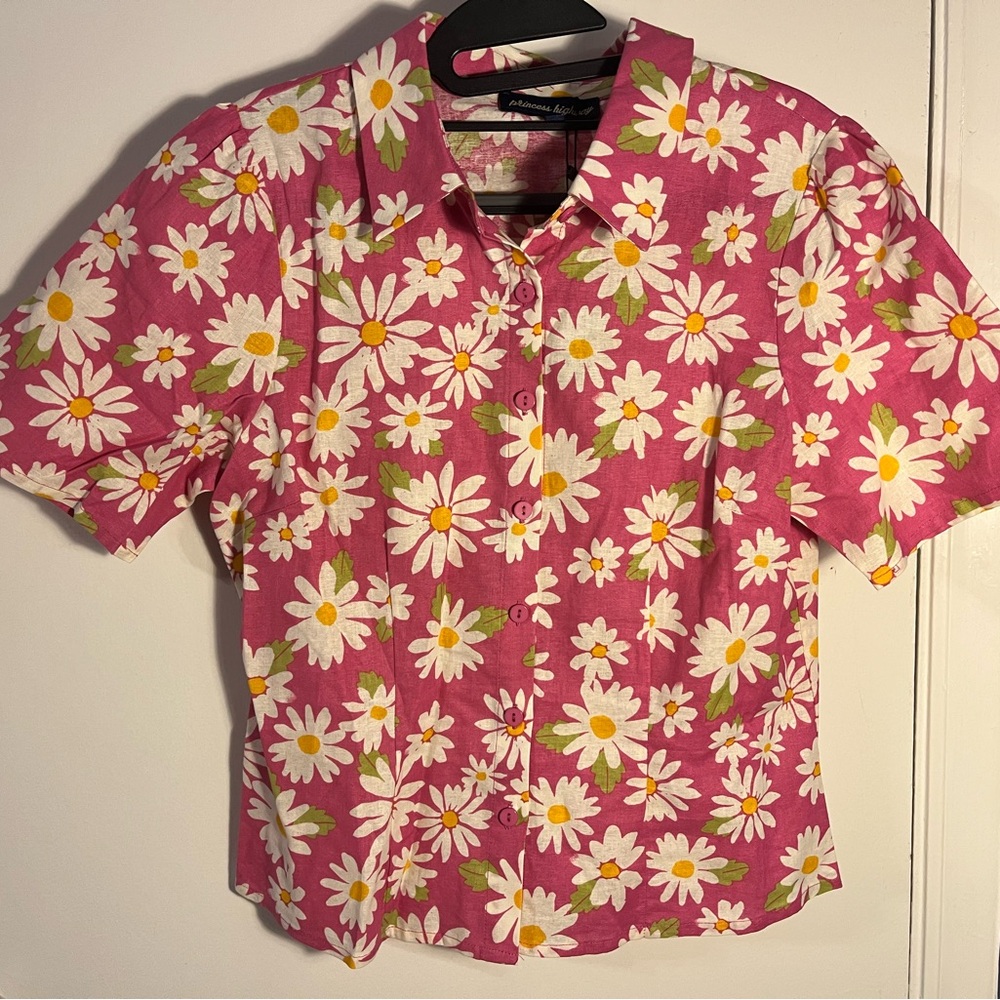 Princess Highway Pink Floral Daisy Button-Up Blouse